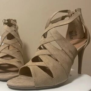 Elegant Tan Strappy Heels Christian Siriano